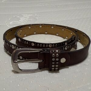 Brown Studded Leather Belt with glitter details